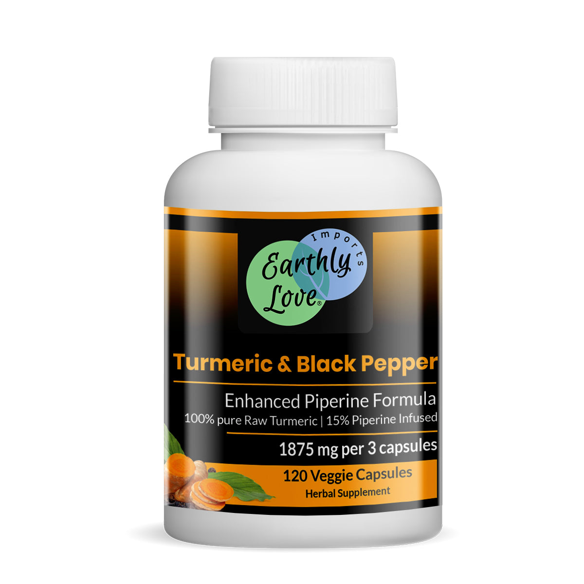 Turmeric & Black Pepper Herbal Supplement Capsules