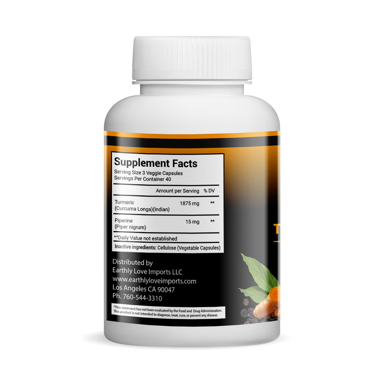 Turmeric & Black Pepper Herbal Supplement Capsules