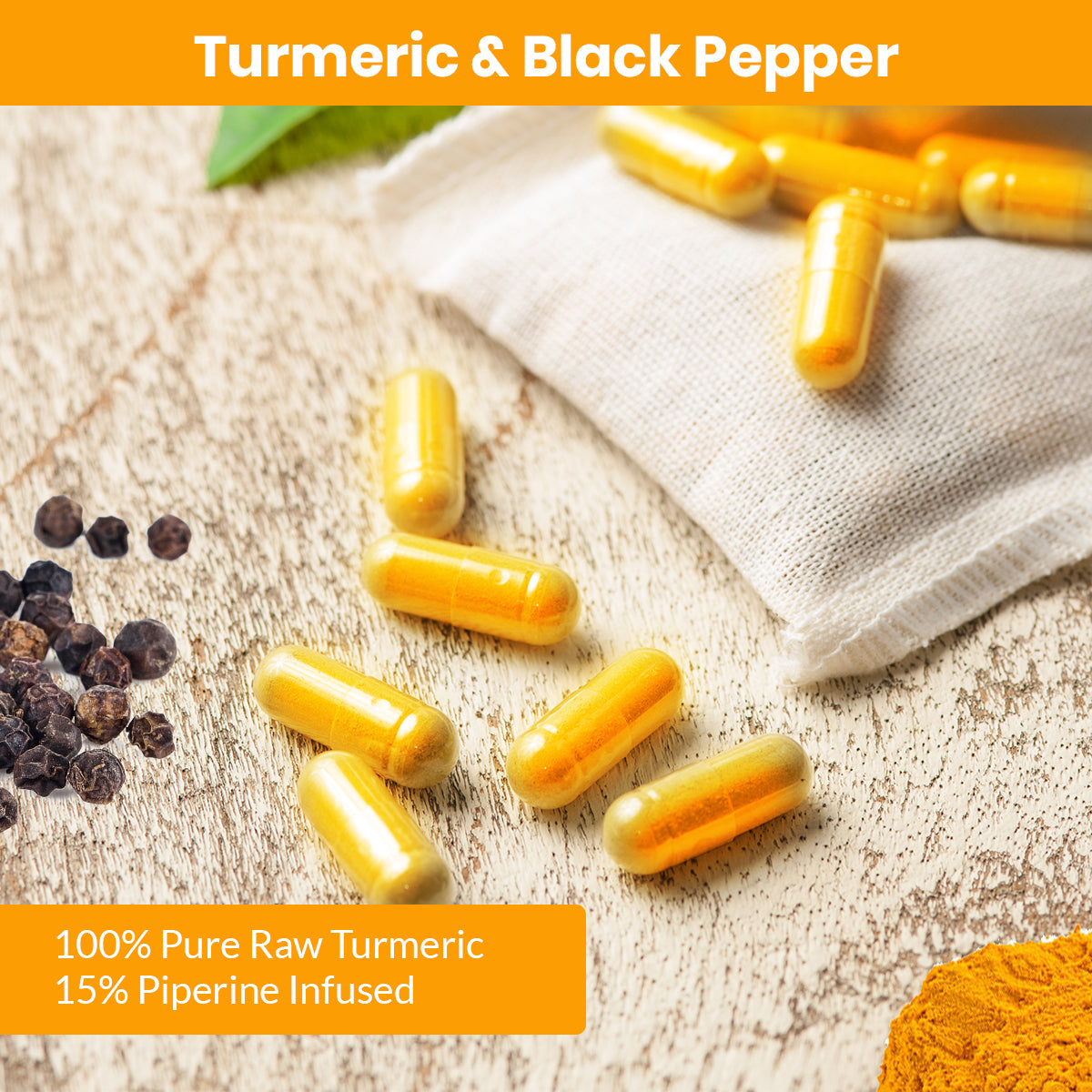 Turmeric & Black Pepper Herbal Supplement Capsules