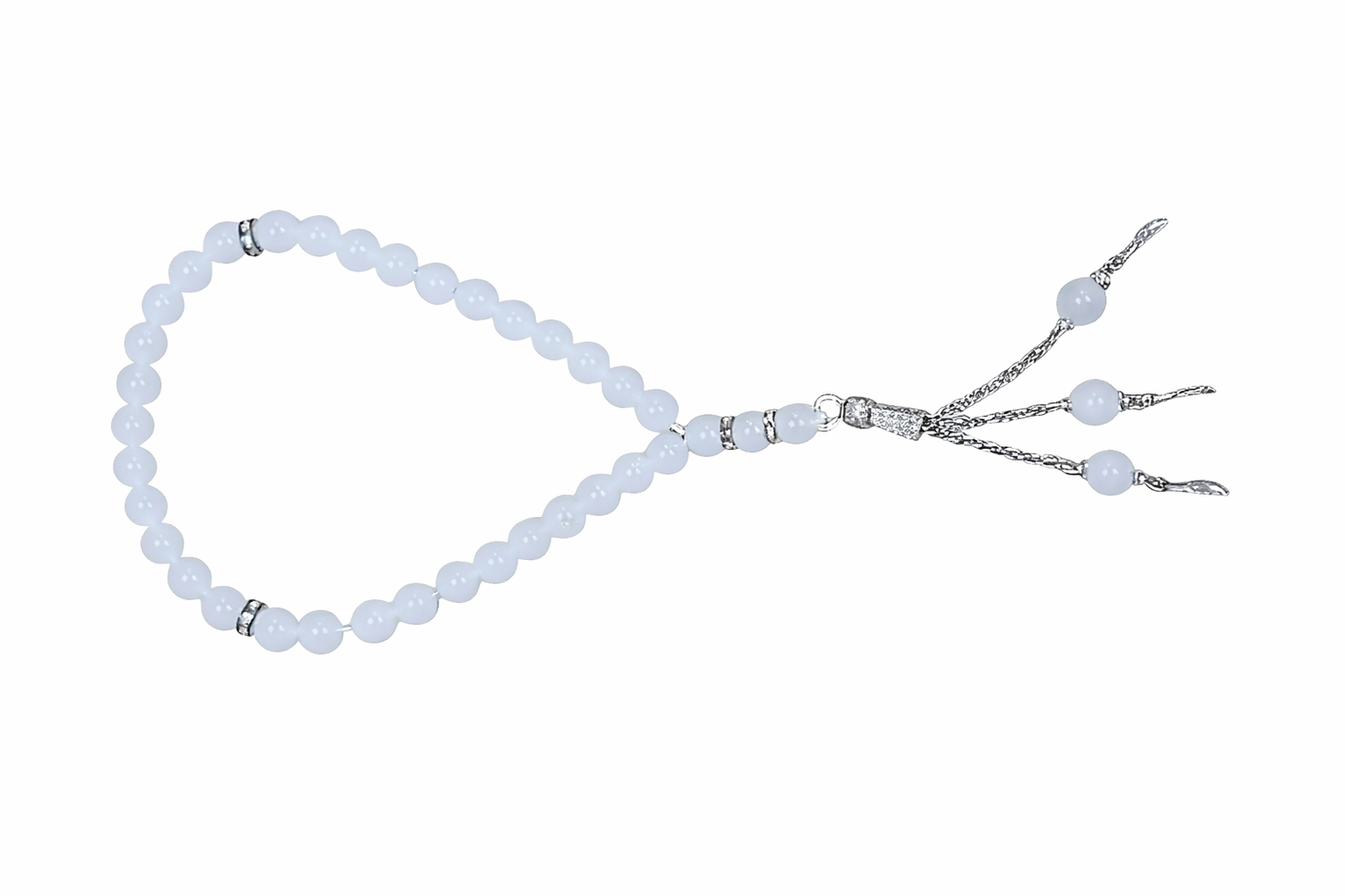 20C: 33 Beads White silver trim (6mm)(14")