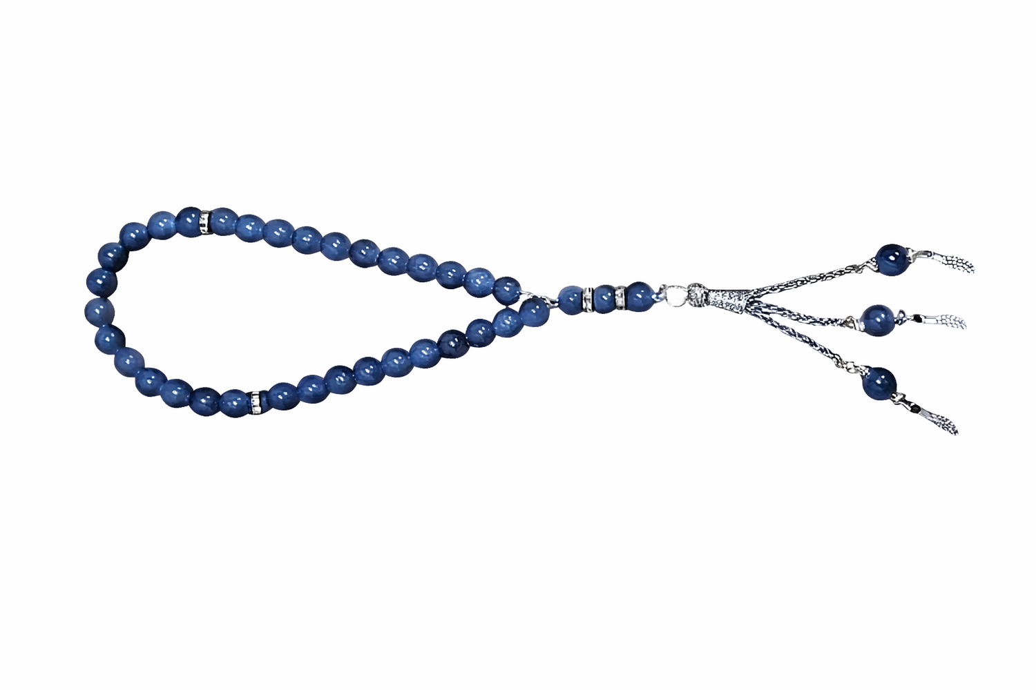 20G: 33 Beads Grey Tasbih silver trim (6mm)(14")