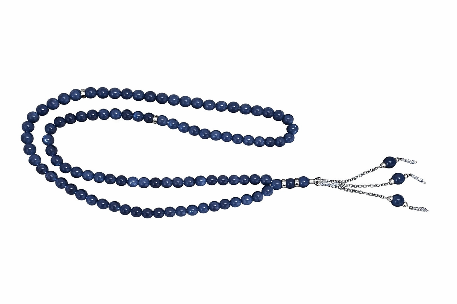 20H: 99 Beads Grey Tasbih silver trim (6mm)(17")