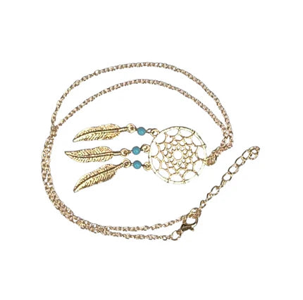21J: Dream Catcher Necklace  (1") w/ 19" chain (gold)