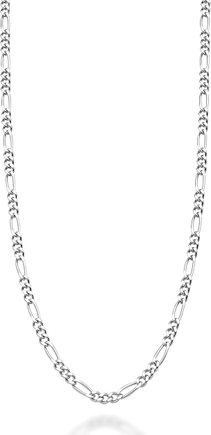 22C: Diamond-Cut Figaro Link Chain Italian .925 Sterling Silver 2.3mm (24")