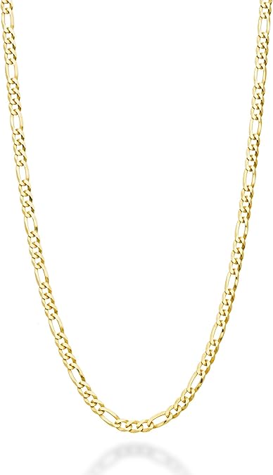 22D: Diamond-Cut Figaro Link Chain Gold Plated Italian .925 Sterling Silver 3mm (24")