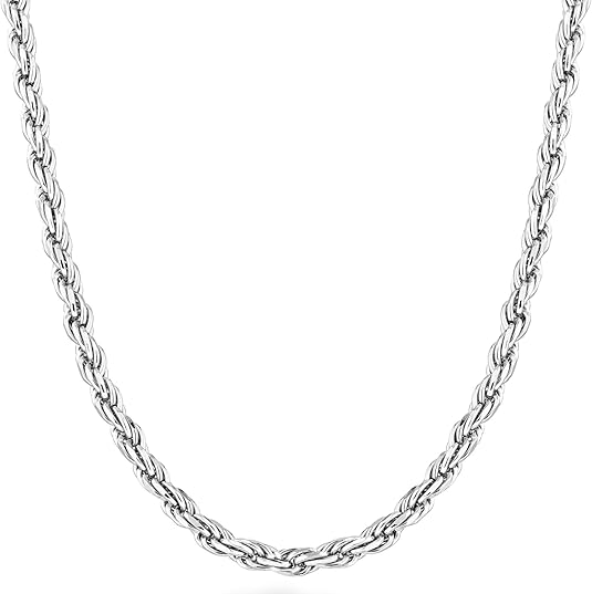 22I: Diamond Cut Braided Rope Chain Italian .925 Sterling Silver 3mm (24")