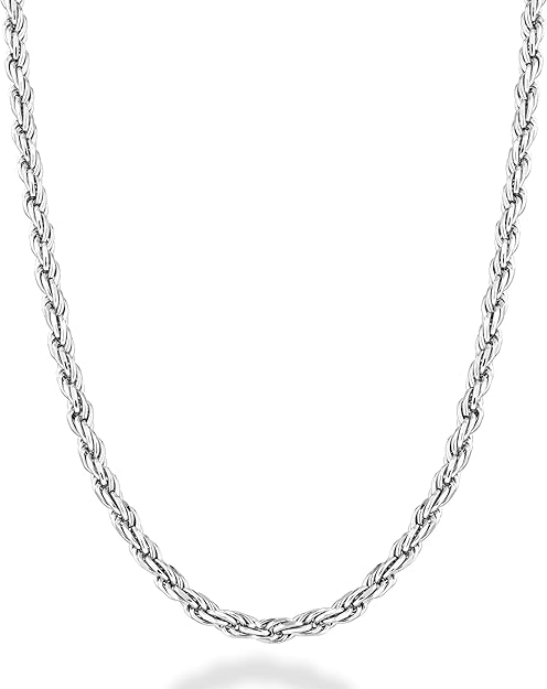22J: Diamond-Cut Braided Rope Chain Italian .925 Sterling Silver 2mm (24")