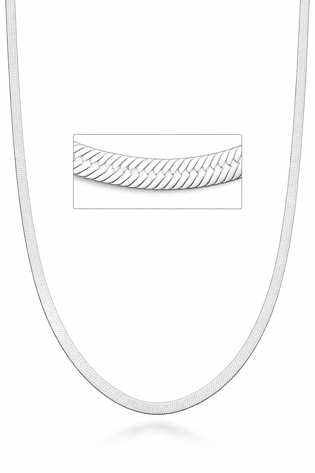 22M: Flexible Flat Herringbone Chain Italian .925 Sterling Silver 3.5mm (24")