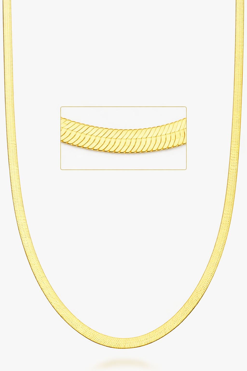 22O: Flexible Flat Herringbone 18kt Gold Plated Italian .925 Sterling Silver 3.5mm (24")