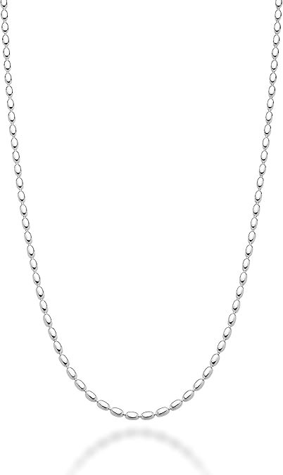 22P: Oval Bead Ball Chain Italian .925 Sterling Silver 2.3mm (24")