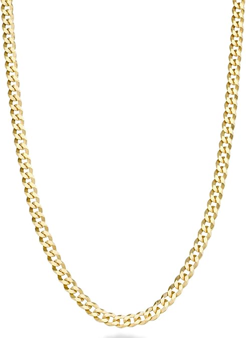 22R: Diamond Cut Cuban Link Curb Chain Gold Plated Italian .925 Sterling Silver 3.5mm (24")