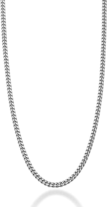 22S: Curb Cuban Link Chain Italian .925 Sterling Silver Thick 3.2mm (24")