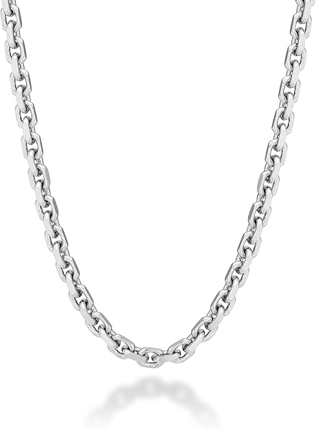 22T: Thick Square Link Open Box Chain Italian .925 Sterling Silver 3mm (24")