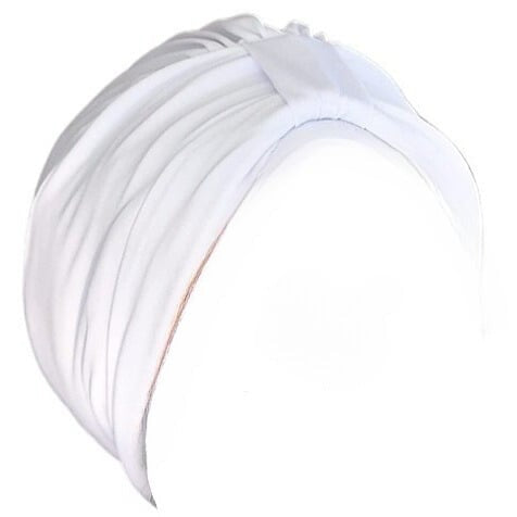 3V: White Turban Hijab with Band 54 - 58 Medium(*)