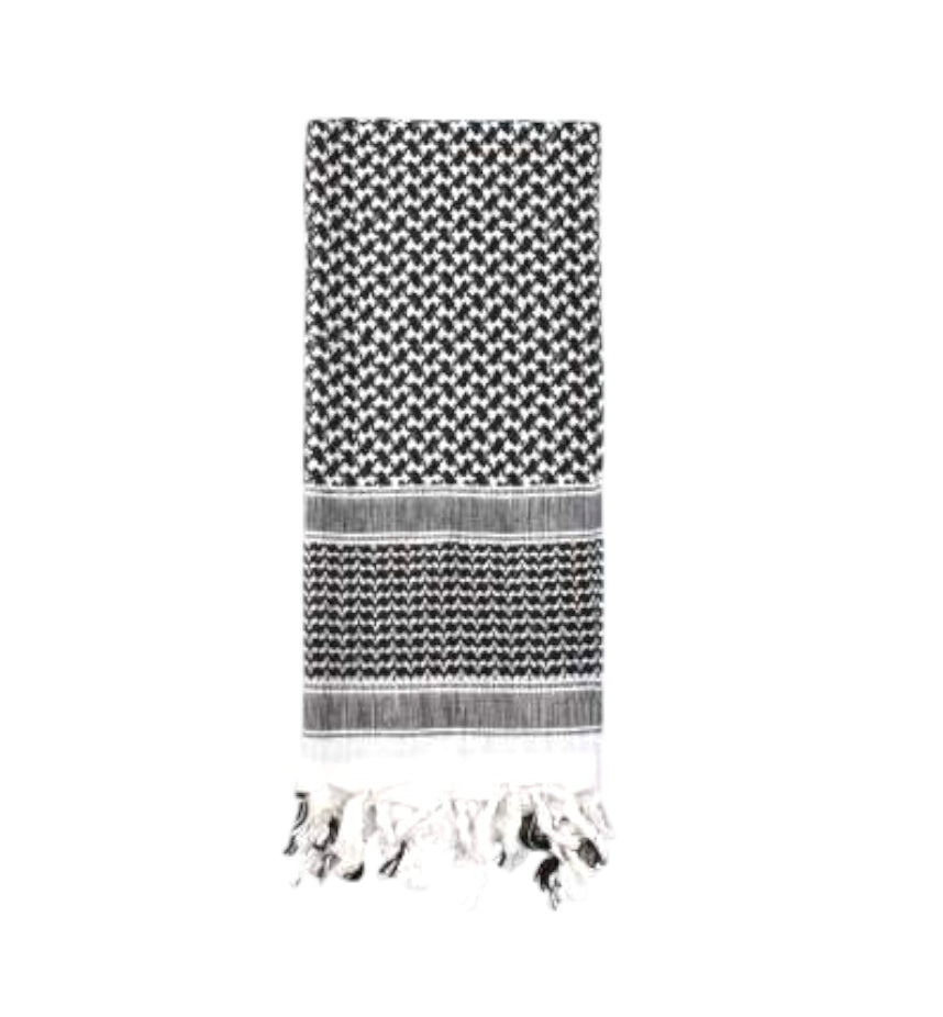 4D: White Keffiyeh Shawl Patterned (42" x 42")