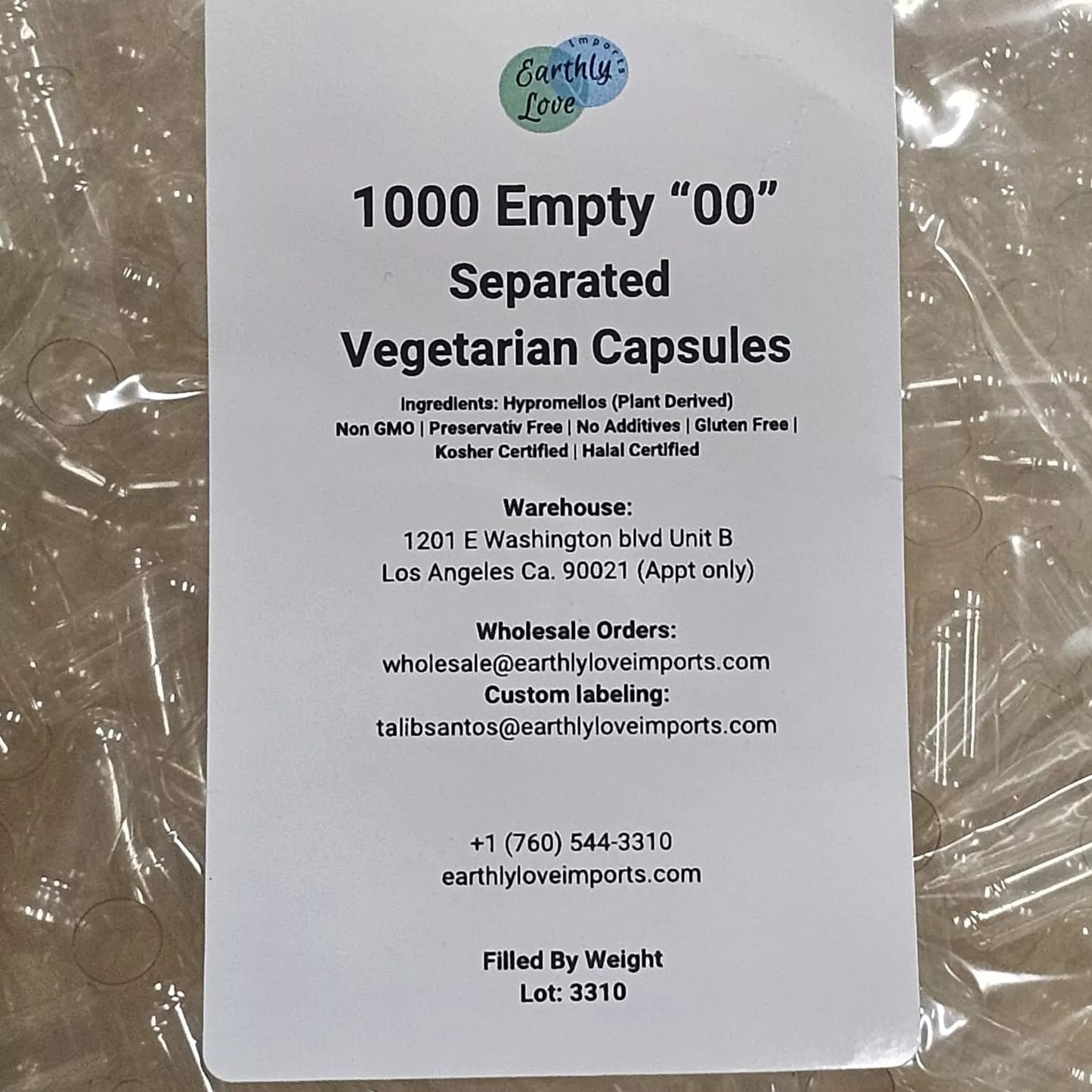 1000 Empty "00" Separated Vegetarian Capsules