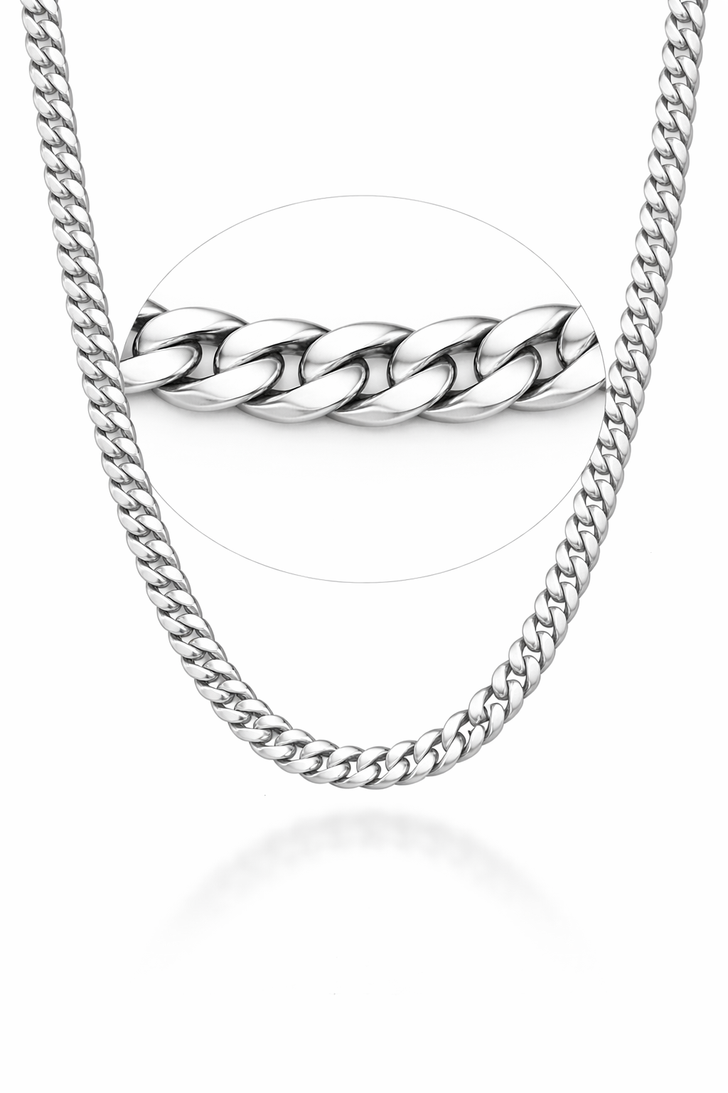 21W. Eslabón cubano con corte de diamante, plata esterlina italiana .925