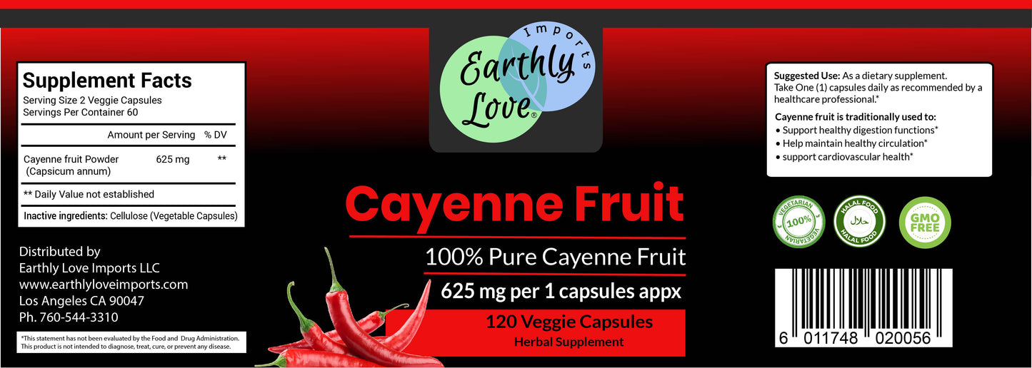 Cayenne Fruit Herbal Supplement Capsules