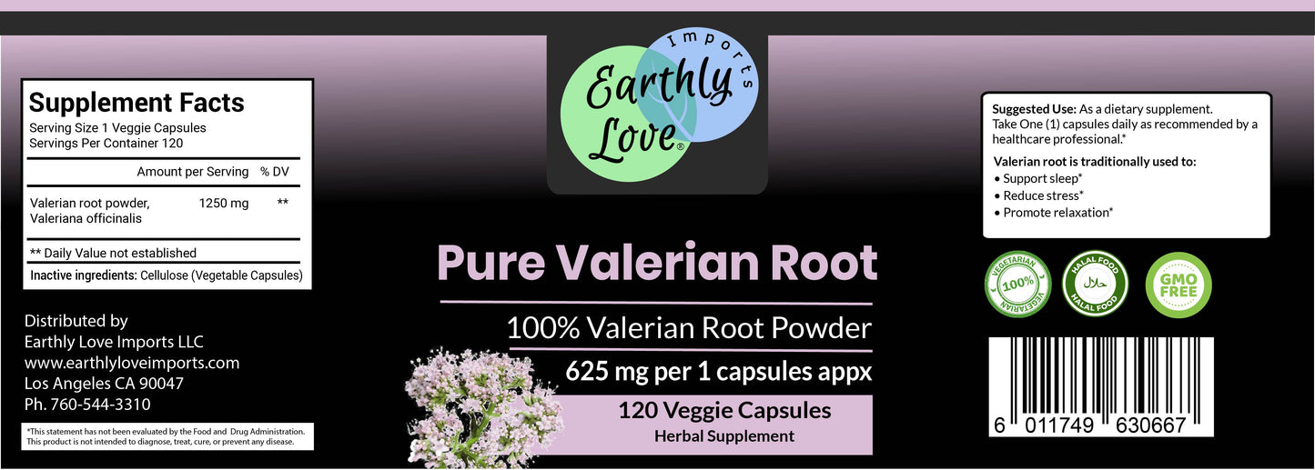 Pure Valerian Root Herbal Supplement Capsules