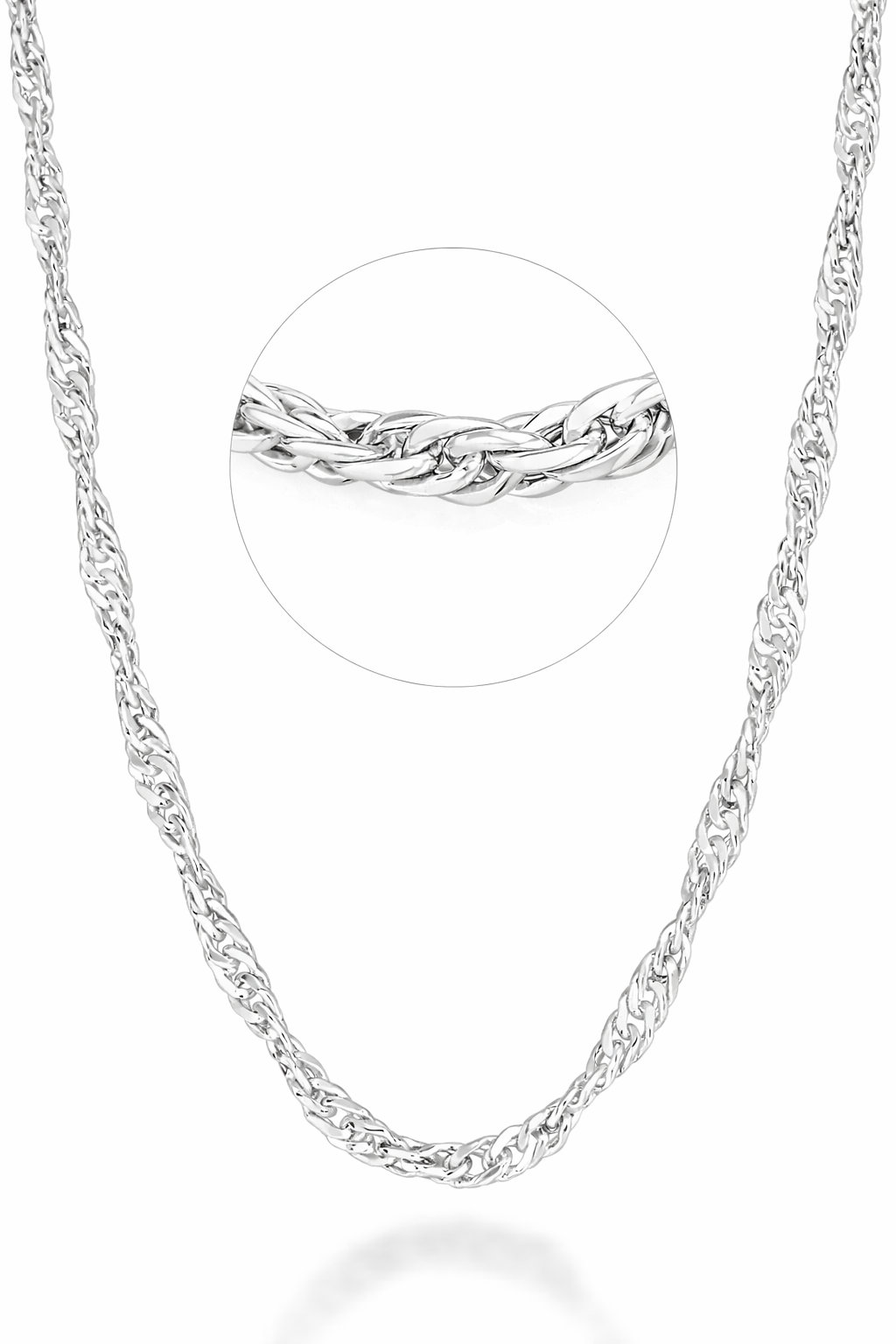 22A: Singapore Bead Chain Italian .925 Sterling Silver 2.5mm (24")