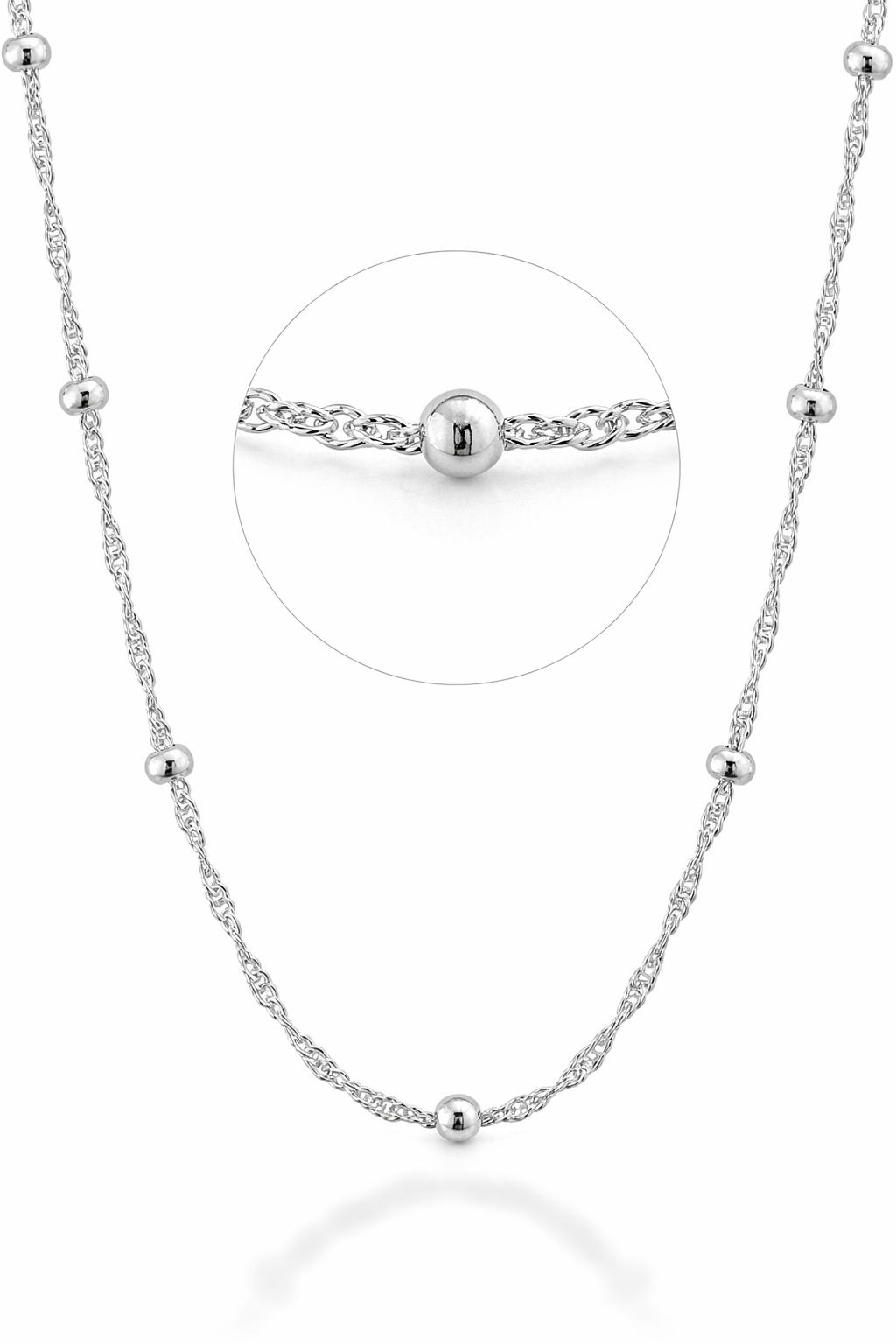 22Q: Singapore Bead Chain Italian .925 Sterling Silver 2.5mm (24")