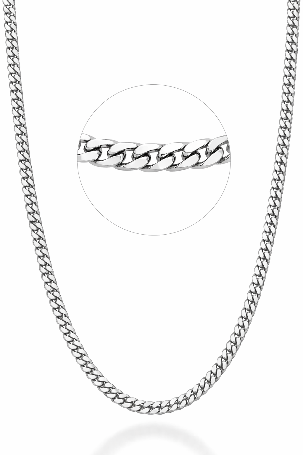22S: Curb Cuban Link Chain Italian .925 Sterling Silver Thick 3.2mm (24")