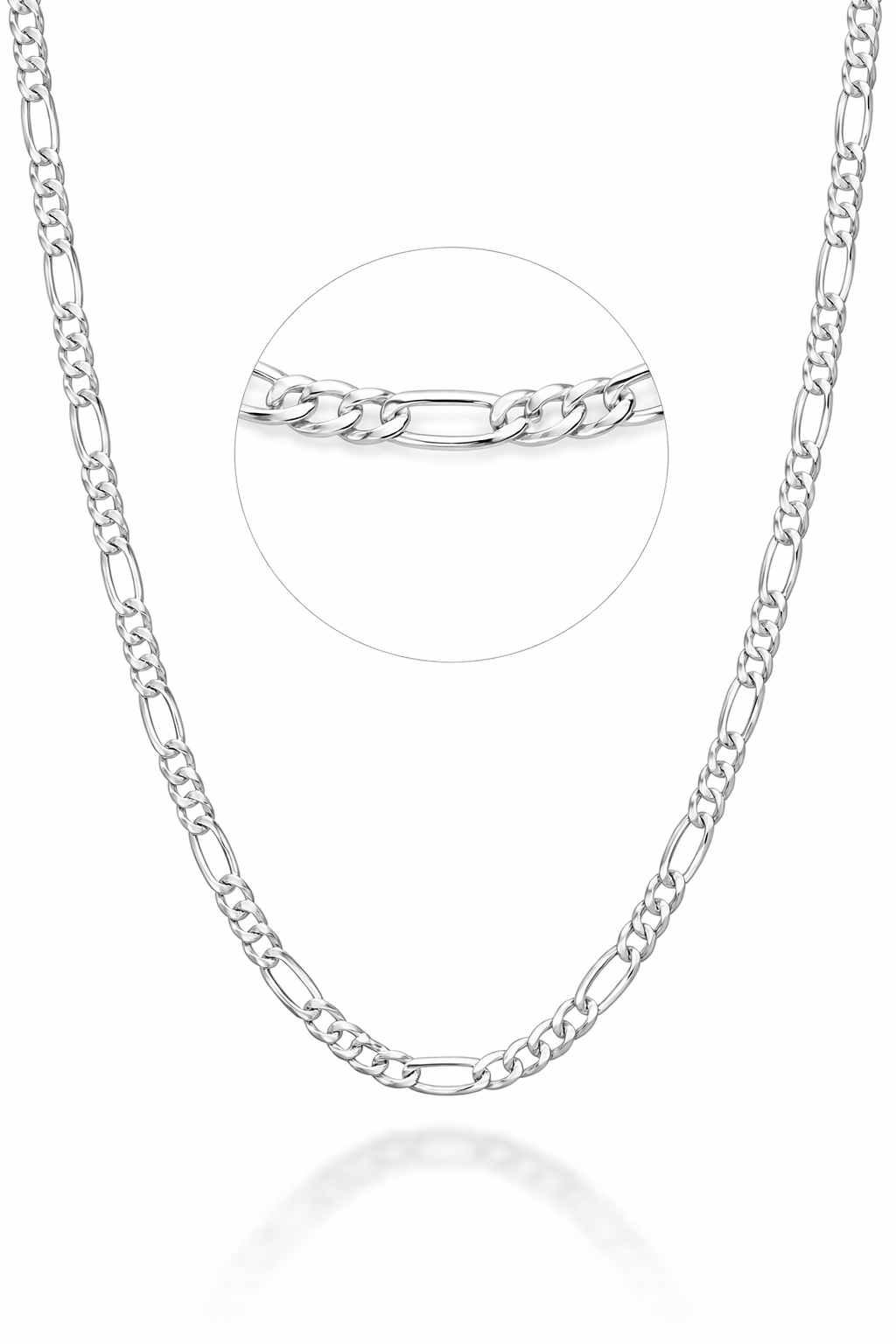 22B: Diamond Cut Figaro Link Chain Italian .925 Sterling Silver 3mm (24")