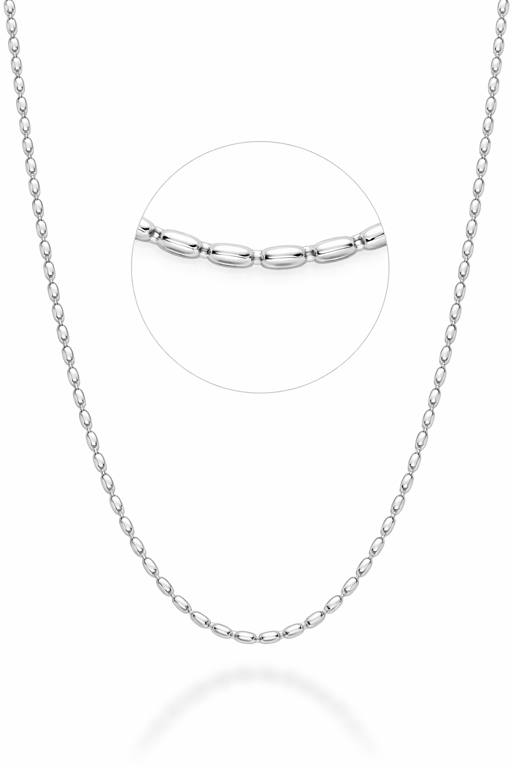 22P: Oval Bead Ball Chain Italian .925 Sterling Silver 2.3mm (24")