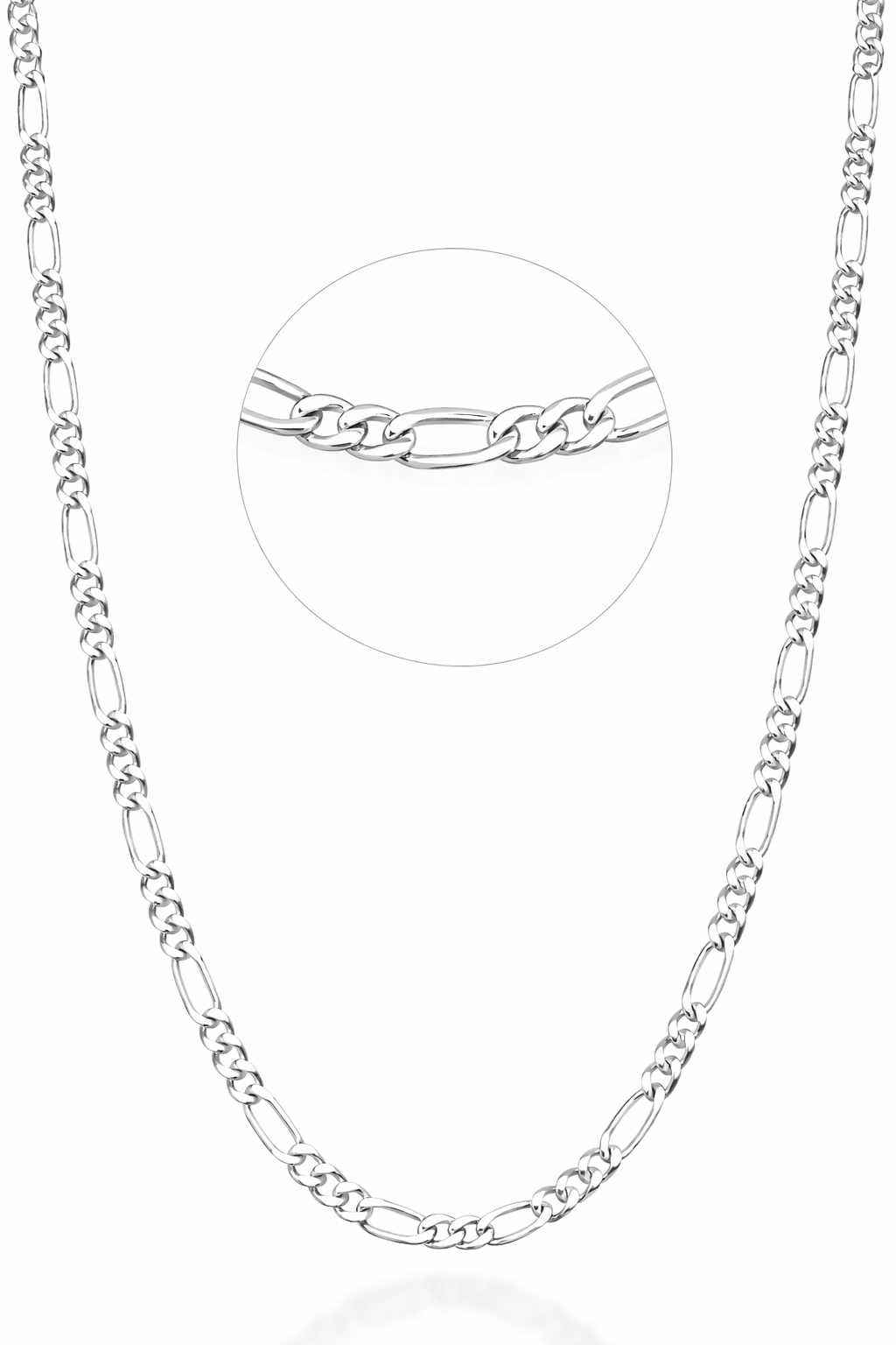 22C: Diamond-Cut Figaro Link Chain Italian .925 Sterling Silver 2.3mm (24")