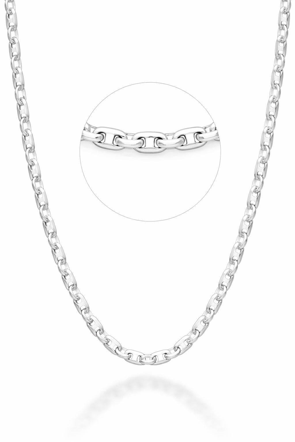 22N: Flat Valentino Mirror Link Italian .925 Sterling Silver 3.5mm (24")