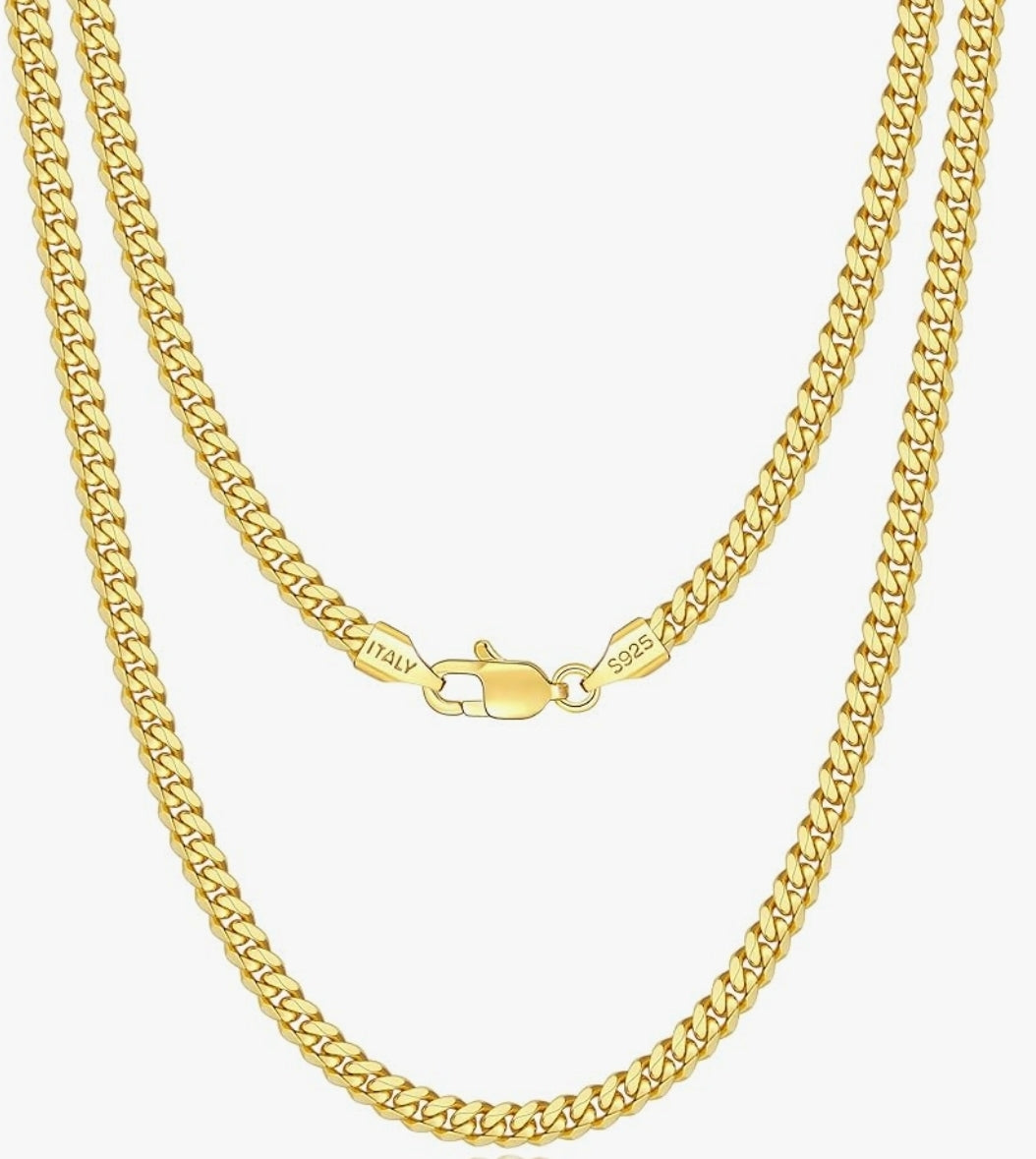 21Y: Cuban Link 18K Gold Plated .925 Italian Sterling Silver 3.5mm (24")