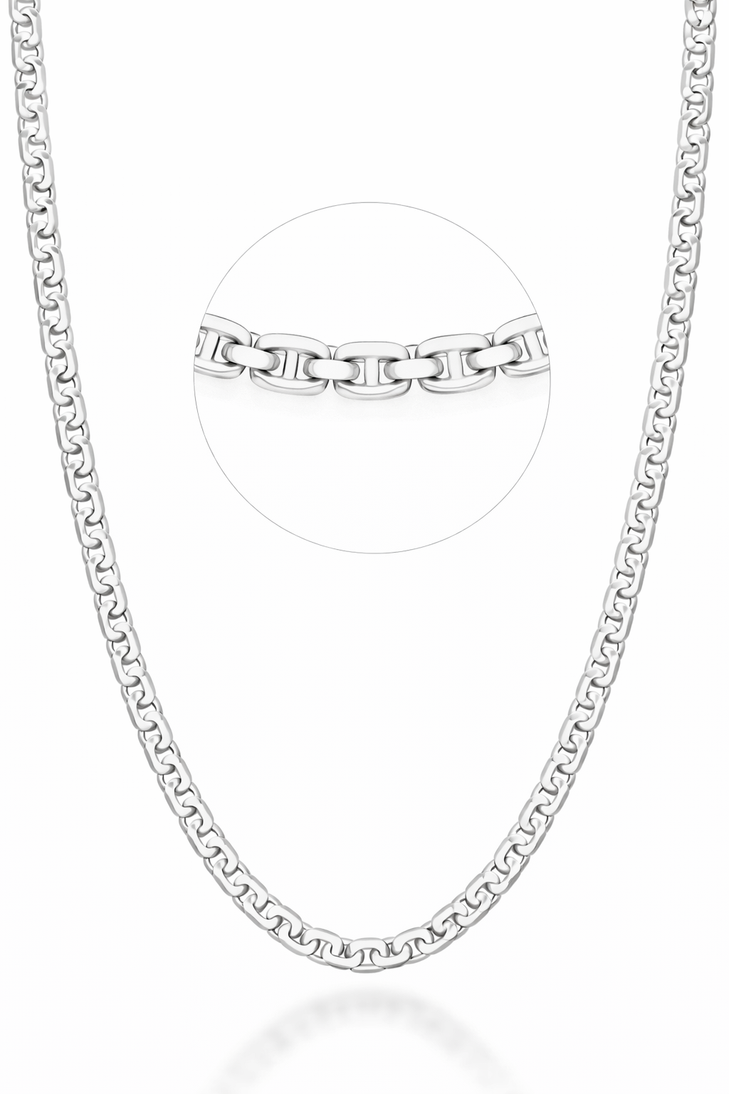 22G: Diamond-Cut Flat Mariner Link Chain Italian .925 Sterling Silver 3mm (24")