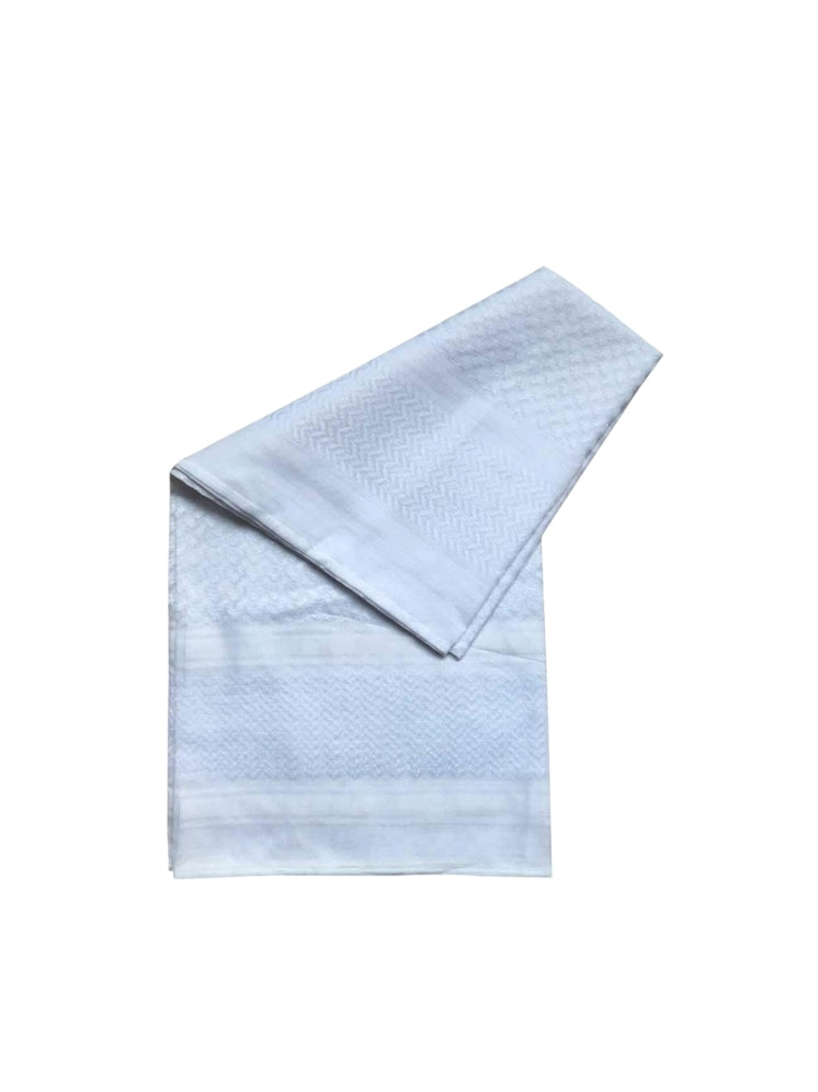 4B: White Keffiyeh Shawl Solid (42" x 42")